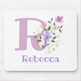 Mouse Pad Inicial Plus Nome & Desenho de Flores