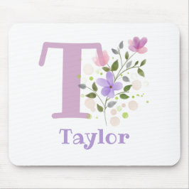Mouse Pad Inicial Plus Nome & Desenho de Flores