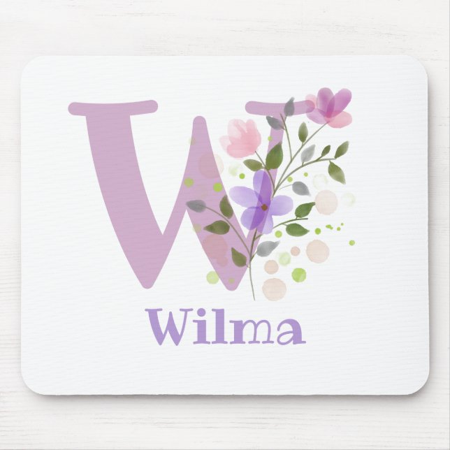 Mouse Pad Inicial Plus Nome & Desenho de Flores (Frente)