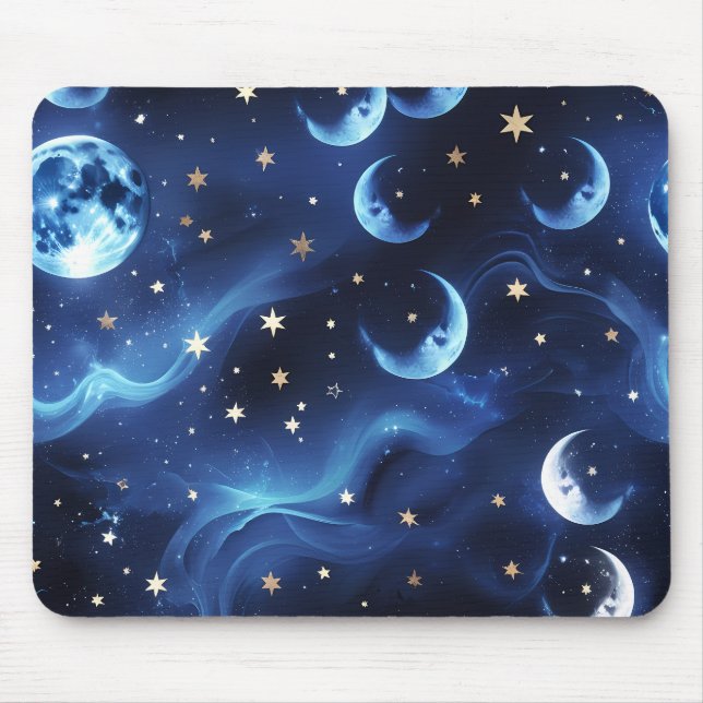 Mouse Pad – Luxo Azul Safira Celestial Lua (Frente)