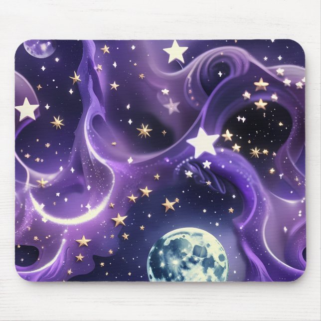 Mouse Pad – Luxury Purple Celestial Moon Phases (Frente)