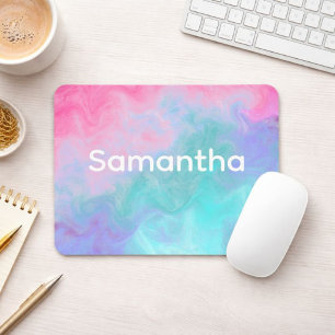 Mouse Pad Personalizado com Aquarela Rosa e Turque
