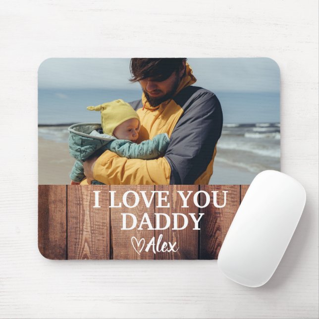 Mouse Pad Personalizado Papai, Eu Te Amo Papai Fot (Com mouse)