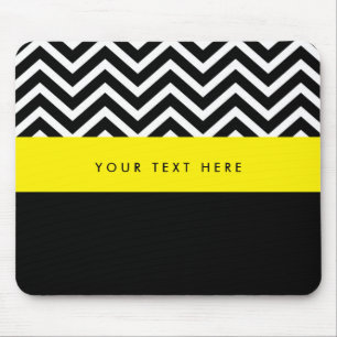 Mouse pad Preto e Amarelo Moderno Chevron na Moda