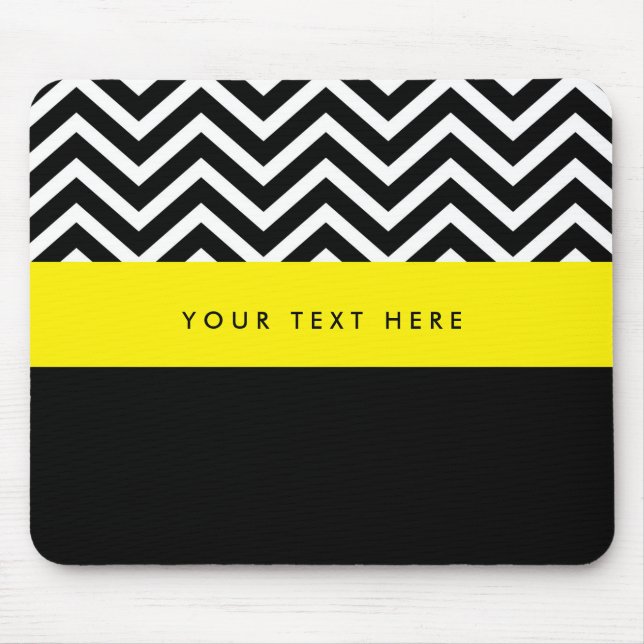 Mouse pad Preto e Amarelo Moderno Chevron na Moda (Frente)
