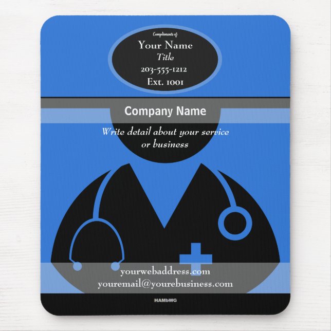 Mouse Pad Promocional Médico - HAMbyWG (Frente)