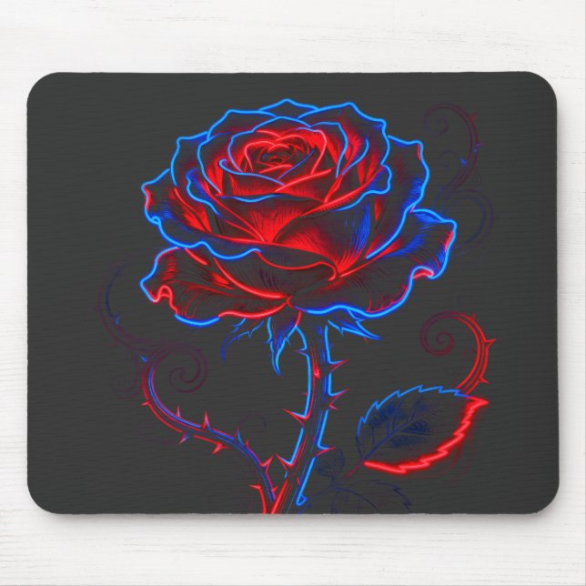 Mouse Pad Rosa Neon Vermelho e Azul (Frente)