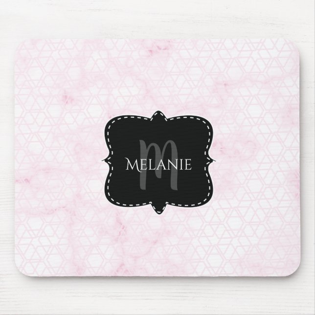 Mouse Pad Rosa Pink, Personalizado, Marble Geométr (Frente)
