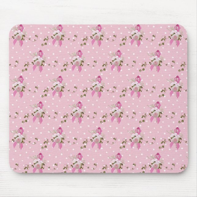 Mouse Pad Sobrevivente do Câncer de Mama com Laço  (Frente)