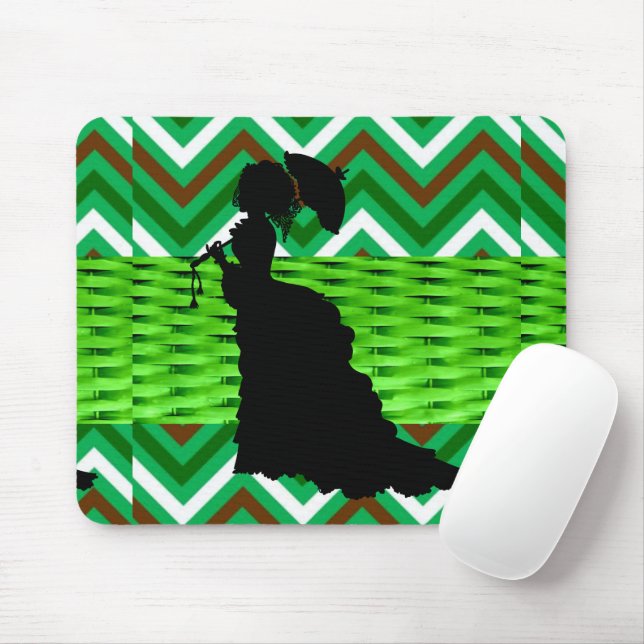 Mouse Verde-Mouse Afro-Americano Chevron! Mousepad (Com mouse)