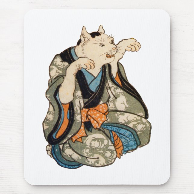 Mousepad 着 物 猫, 芳 藤 Kimono Cat, Yoshifuji, Ukiyoe (Frente)