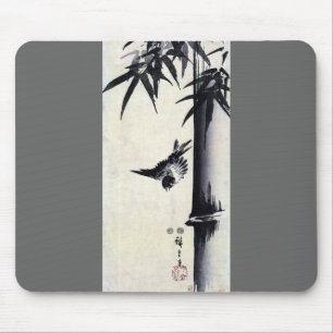 Mousepad 竹 に 雀, 歌 広 重 Bamboo e Sparrow, Hiroshige, Sumi-e