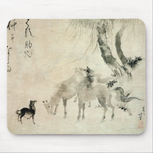Mousepad 馬の家族, família do cavalo, Hokusai do 北