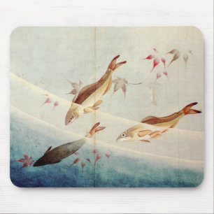 Mousepad 鮎, 北斎 Sweetfish, Hokusai, arte