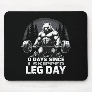 Mousepad 0 Dias Desde o Dia de Perna Pulado Urso de Levanta