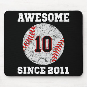 Mousepad 10º Aniversário do Lover Baseball Presente 10 Anos