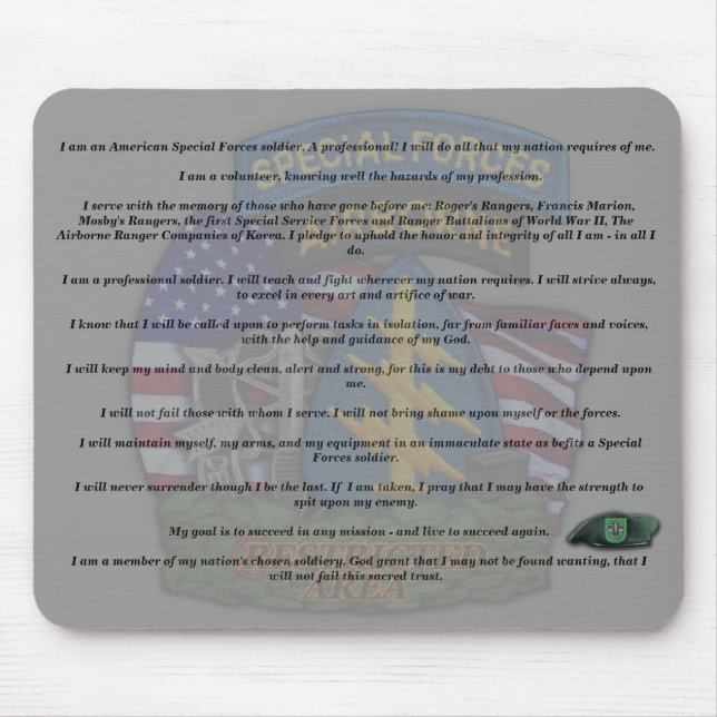 Mousepad 10º forças especiais criaram forte veteranos de ca (Frente)