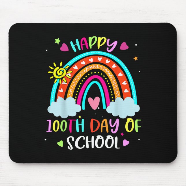 Mousepad 100º Dia De Escola Arco-íris Feliz 100 Dias Mais I (Frente)