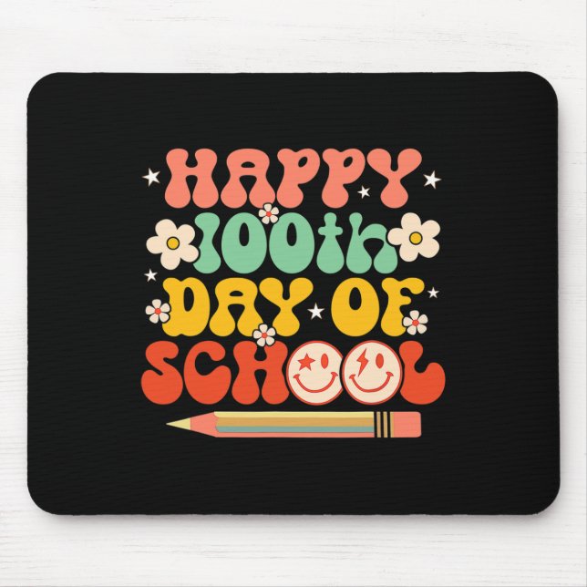 Mousepad 100.º Dia De Professores Crianças Retro Groovy 100 (Frente)