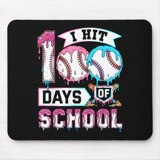 Mousepad 100 Days Of School Boys Baseball Drip 100th Day Ki (Frente)