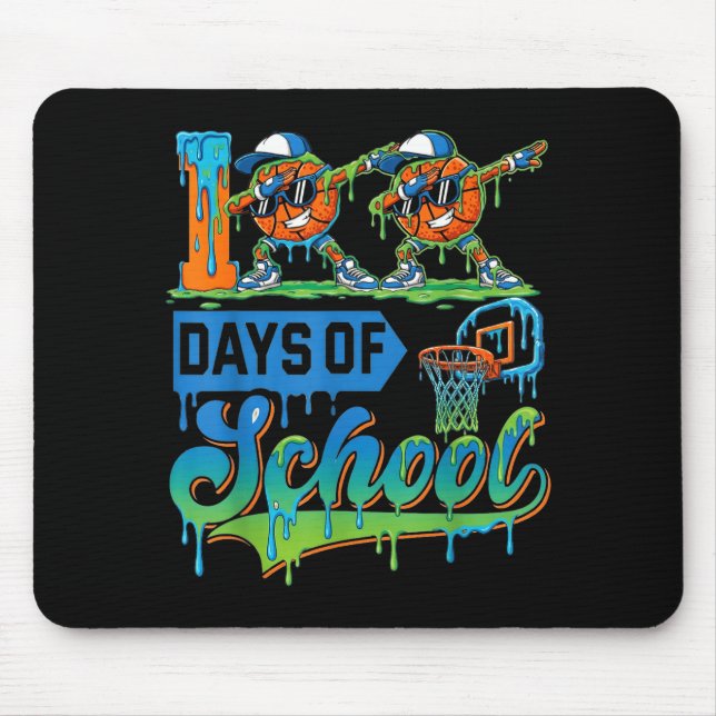 Mousepad 100 Days Of School Boys Basketball Drip 100th Day  (Frente)