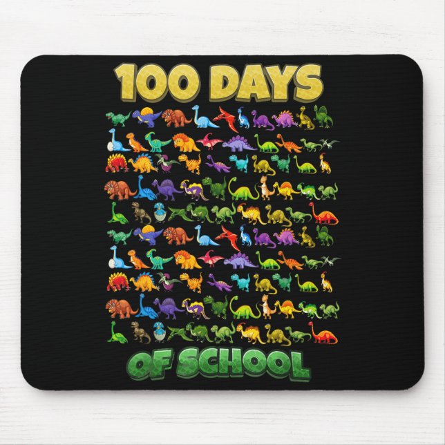 Mousepad 100 Days Of School Dinosaur 100 Days Smarter  (Frente)