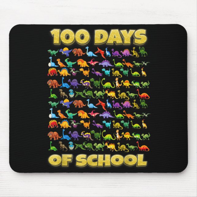 Mousepad 100 Days Of School Dinosaur 100 Days Smarter  (Frente)
