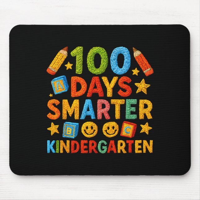 Mousepad 100 Days Smarter Kindergarten Milestone School Ach (Frente)