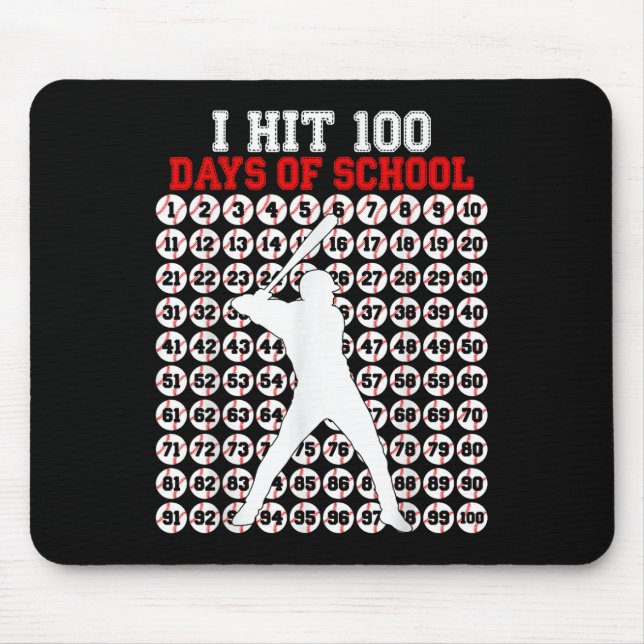 Mousepad 100 Dias De Basebol Escolar 100º Dia Da Escola (Frente)