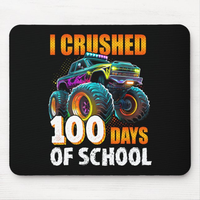 Mousepad 100 Dias De Caminhão De Monstro Escolar 100.º Dia  (Frente)
