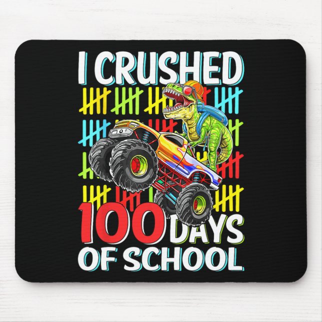 Mousepad 100 Dias De Caminhão Monstro Da Escola T-rex, 100  (Frente)