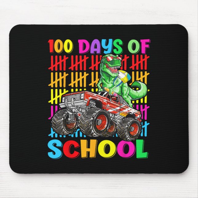 Mousepad 100 Dias De Caminhão Monstro Do Dinossauro Da Esco (Frente)
