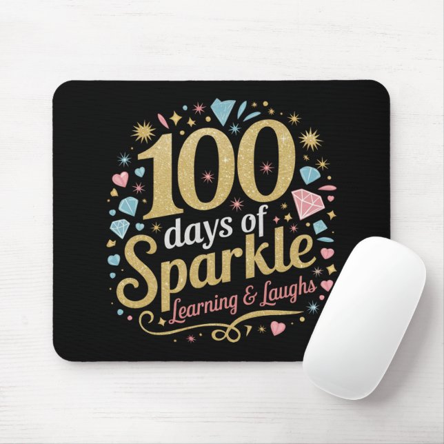 Mousepad 100 Dias de Escola Brilho Aprendizado e Risadas (Com mouse)