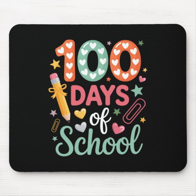 Mousepad 100 Dias De Escola Círculo Xadrez Retrô Divertido (Frente)
