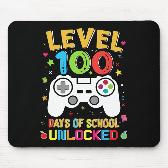 Mousepad 100 Dias De Escola Desbloqueou O Jogador 100º Dia  (Frente)