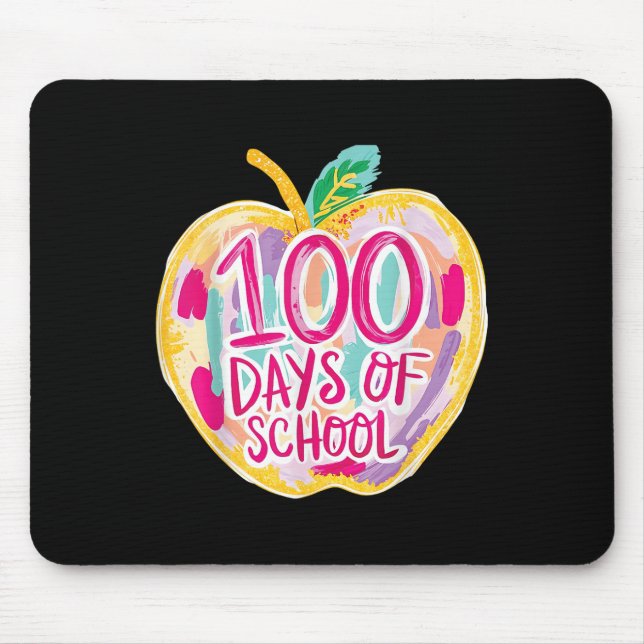 Mousepad 100 Dias De Escola Professores Crianças Retro (Frente)