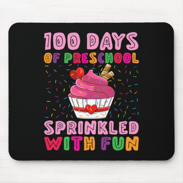 Mousepad 100 Dias De Pré-Escolas Empurradas Com Cupcake Div (Frente)