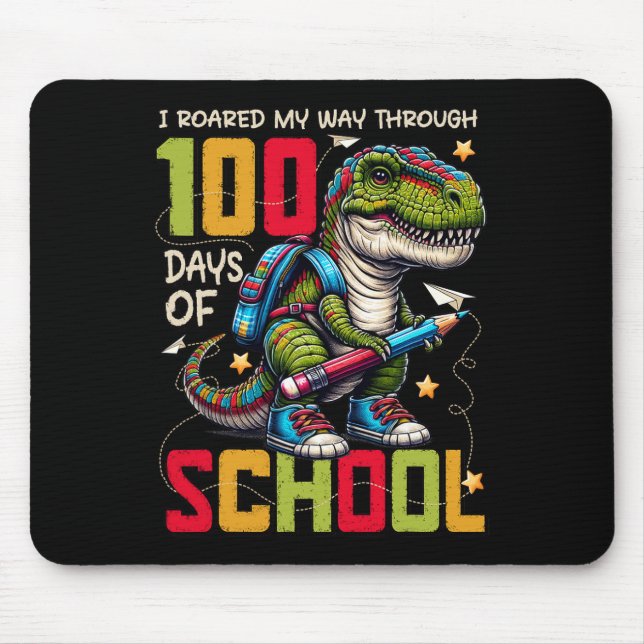 Mousepad 100 Dias De Trex Escolar 100 Dias Mais Inteligente (Frente)
