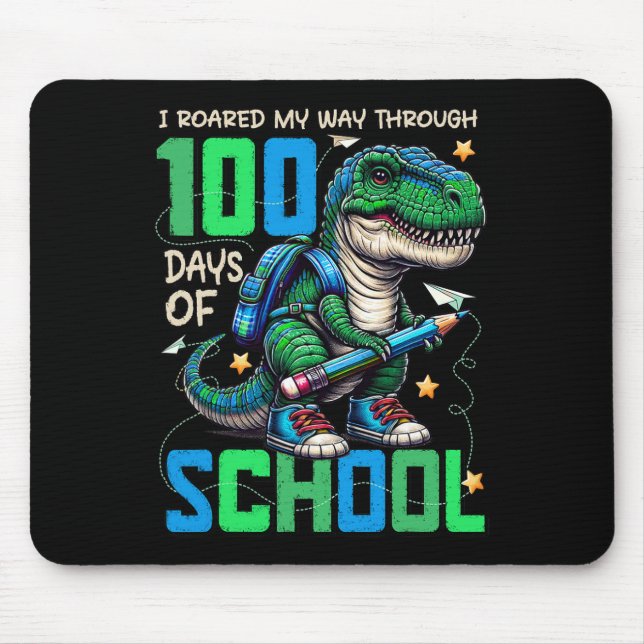 Mousepad 100 Dias De Trex Escolar 100 Dias Mais Inteligente (Frente)
