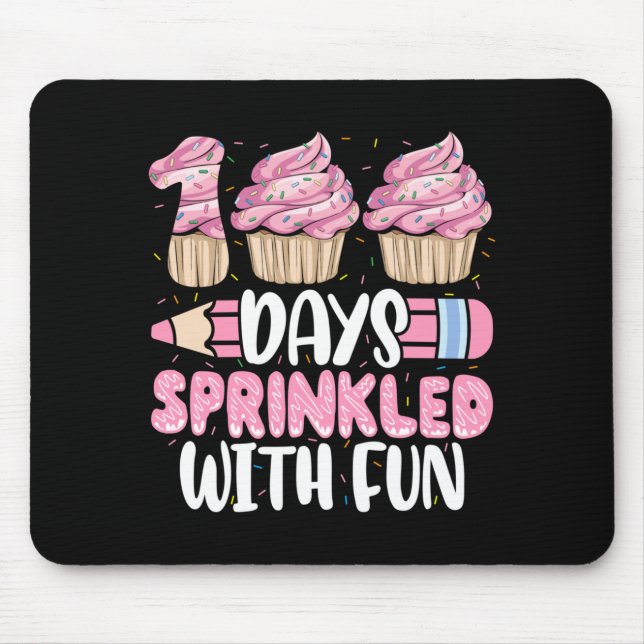 Mousepad 100 Dias Salpicados Com Cupcake Divertido 100º Dia (Frente)