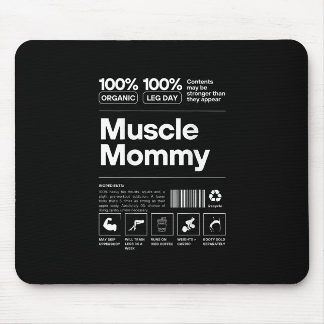 Mousepad 100% Muscle Mommy - Bodybuilding Gym Fit - Design  (Frente)