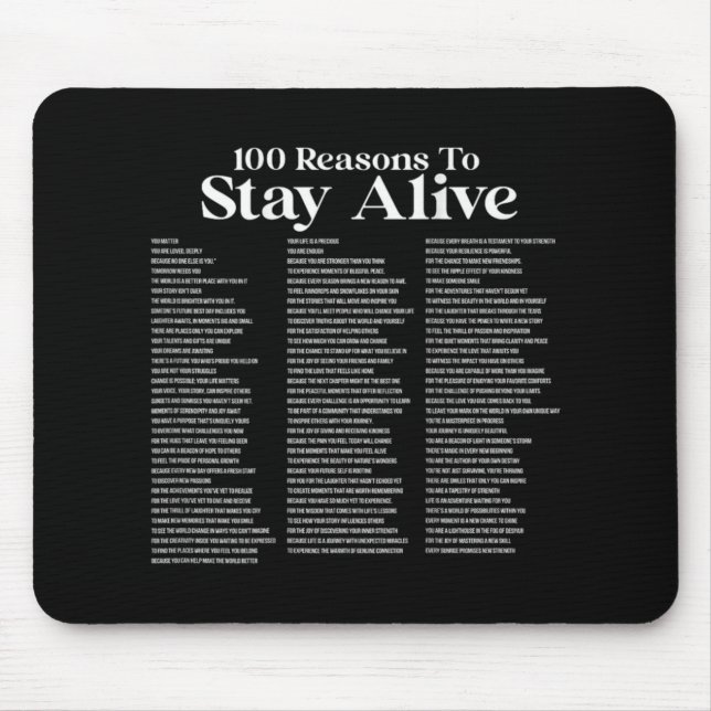 Mousepad 100 Reasons To Stay Alive Suicide Prevention 988 P (Frente)