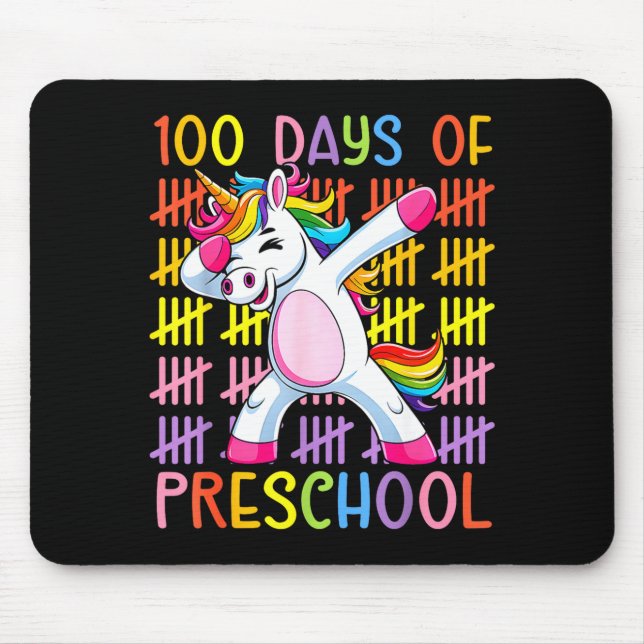 Mousepad 100th Day Of School Of Preschool Unicorn 100 Days  (Frente)
