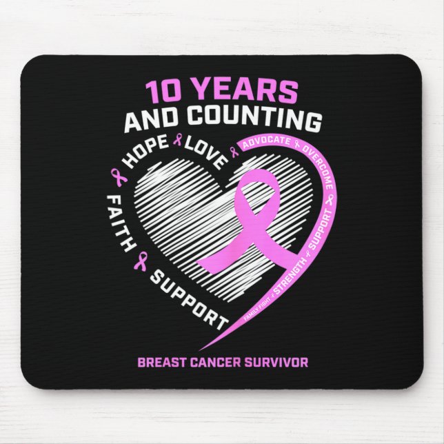 Mousepad 10 Anos De Sobrevivência Do Câncer Da Mama Present (Frente)