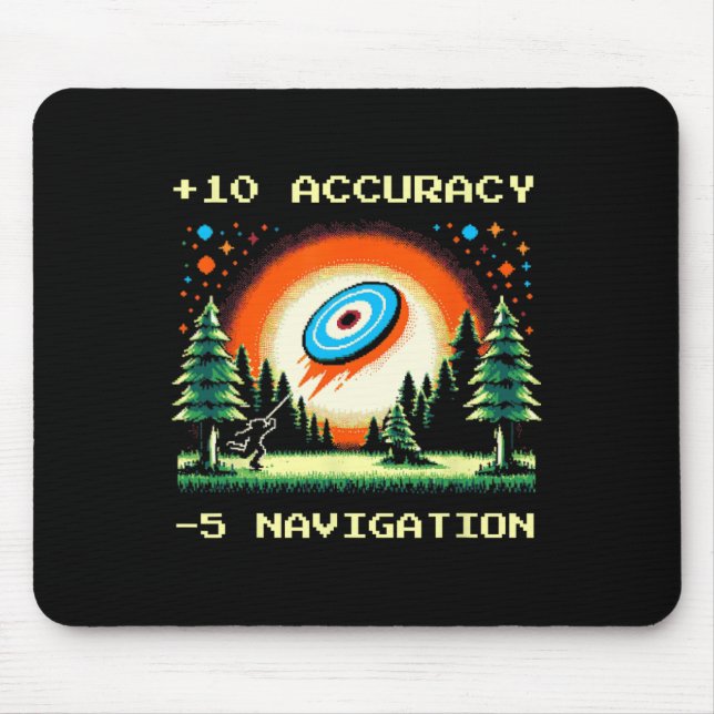 Mousepad +10 Precisão –5 Navegação Pixel Disc Golf Gamer  (Frente)