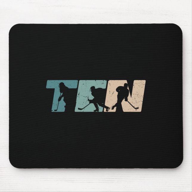 Mousepad 10th Birthday Retro Ice Hockey 10 Years Old Boy Gi (Frente)