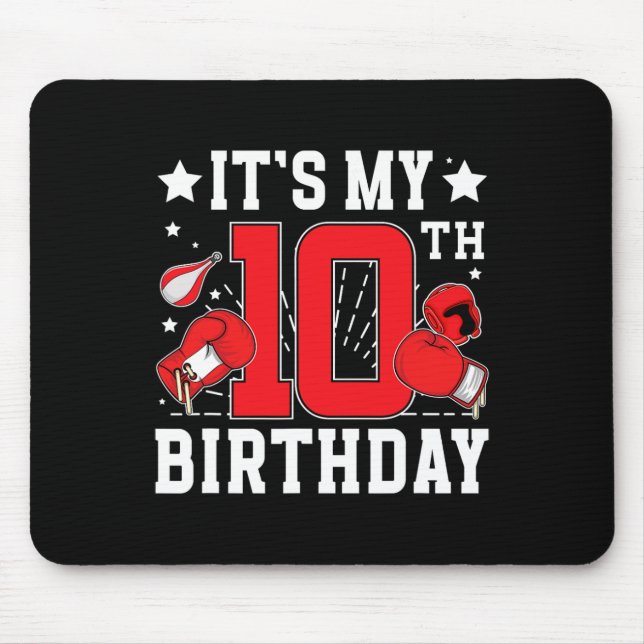 Mousepad 10th Boxing Birthday Party 10 Year Old Boxer Birth (Frente)