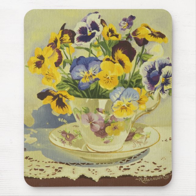 Mousepad 1187 Pansies no Teacup (Frente)