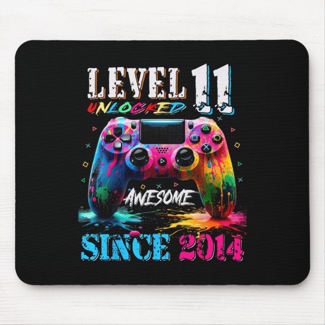 Mousepad 11 Birthday Boy Nível 11 Desbloqueado Incrível Des (Frente)