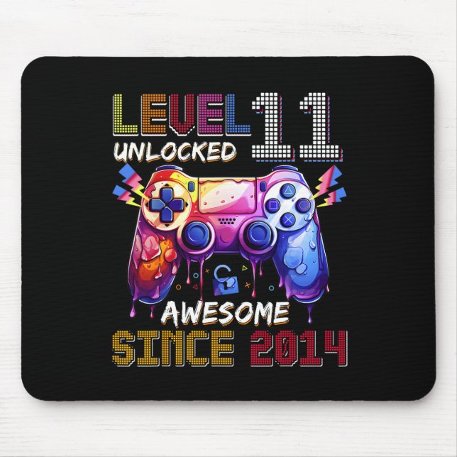 Mousepad 11 Birthday Boy Nível 11 Desbloqueado Incrível Des (Frente)